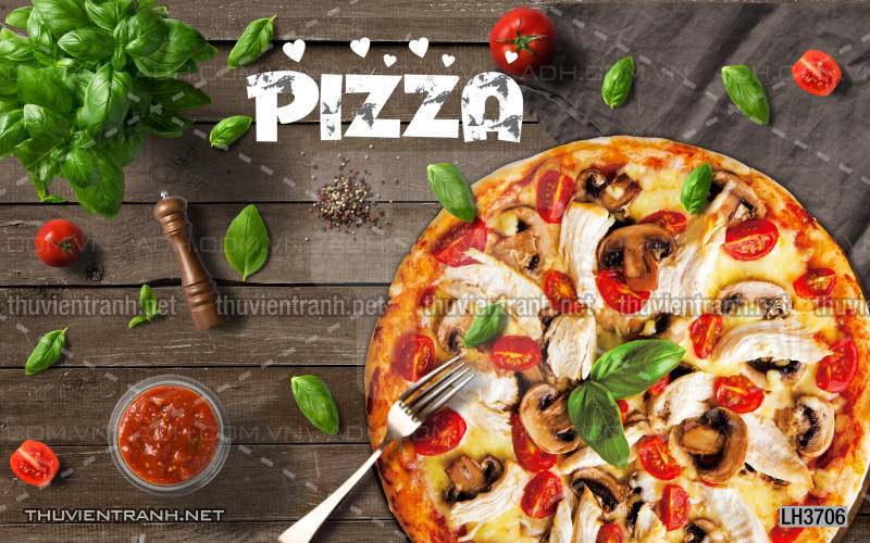  Tranh dán tường bánh Pizza - Tranh tường chất lượng cao