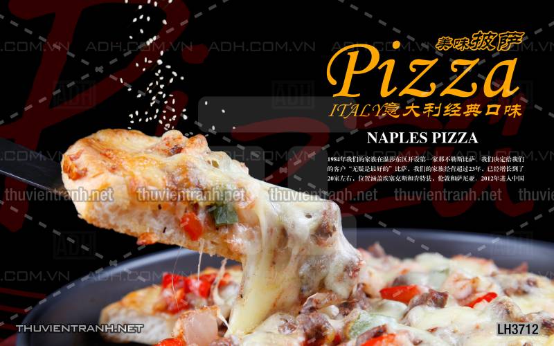  Tranh dán tường bánh Pizza - Tranh tường chất lượng cao