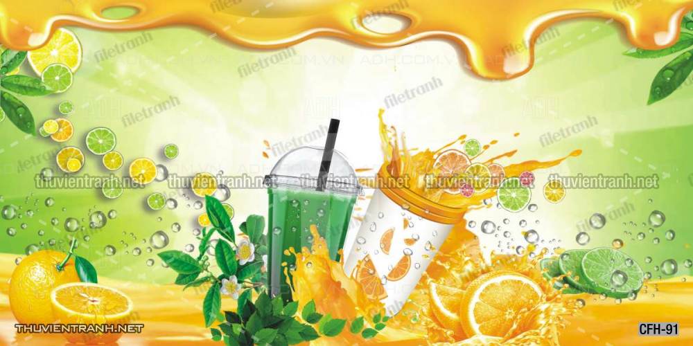 Tranh dán tường Quán Cafe, Trà Chanh, Trà sữa - Tranh tường chất lượng cao