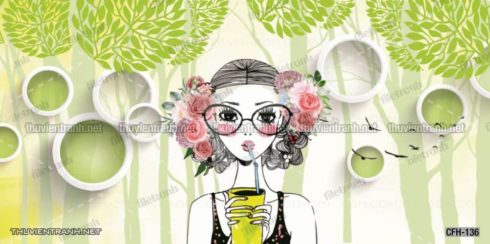  Tranh dán tường Quán Cafe, Trà Chanh, Trà sữa - Tranh tường chất lượng cao
