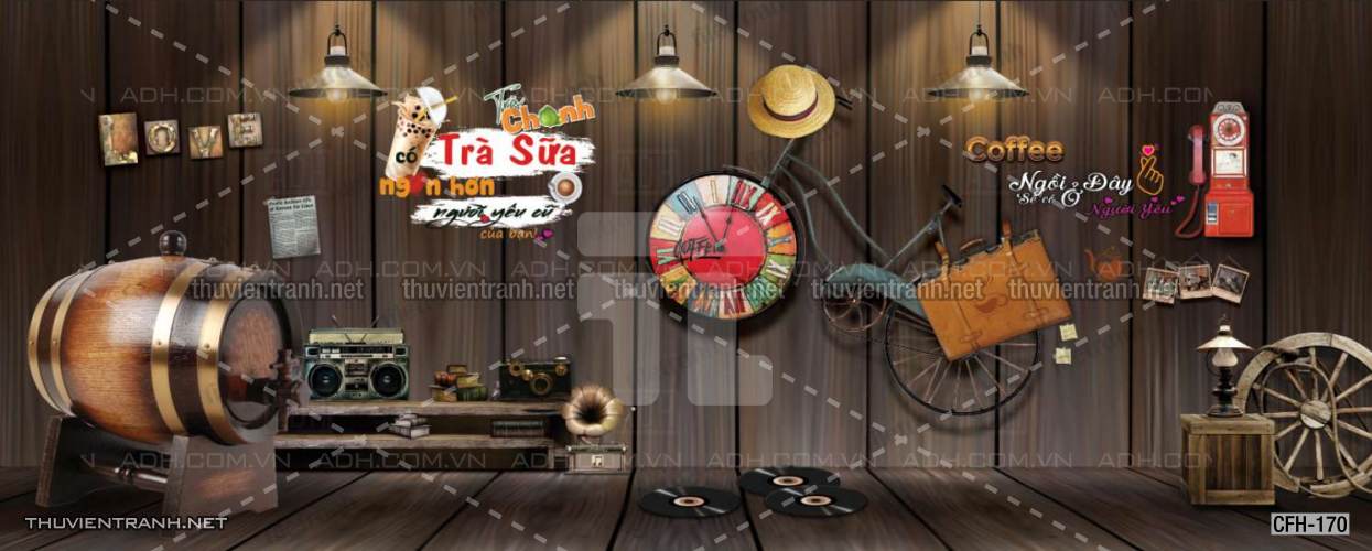  Tranh dán tường Quán Cafe, Trà Chanh, Trà sữa - Tranh tường chất lượng cao