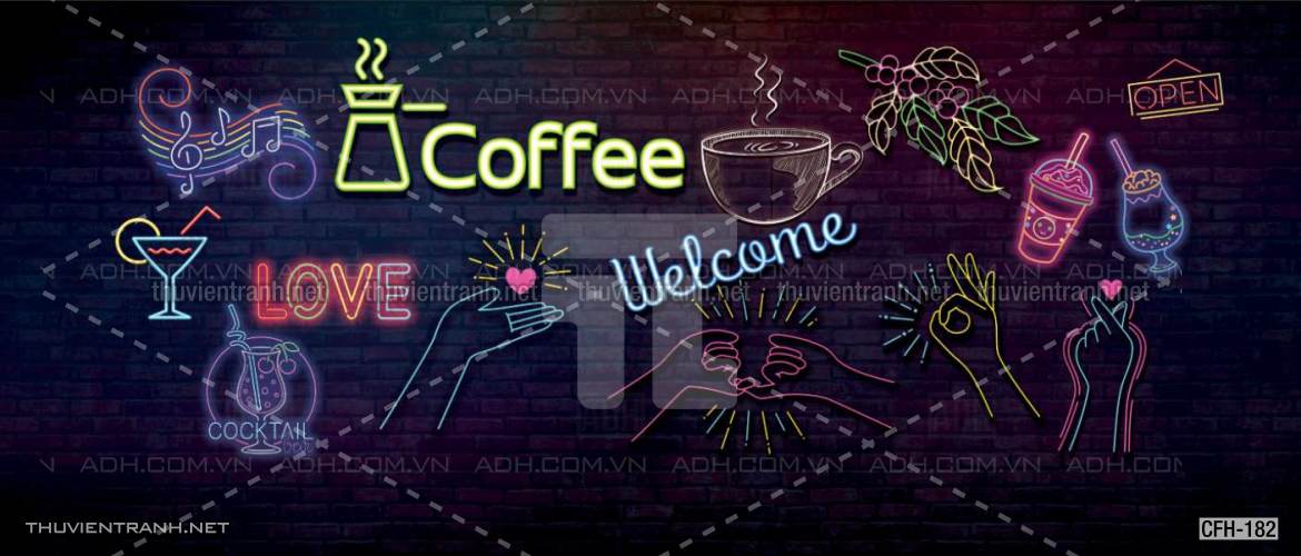  Tranh dán tường Quán Cafe, Trà Chanh, Trà sữa - Tranh tường chất lượng cao
