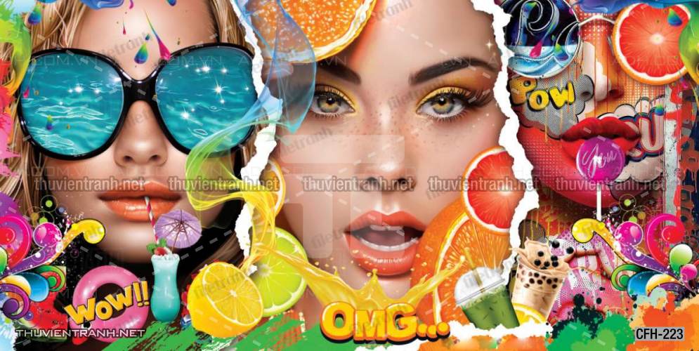 Tranh dán tường Quán Cafe, Trà Chanh, Trà sữa - Tranh tường chất lượng cao