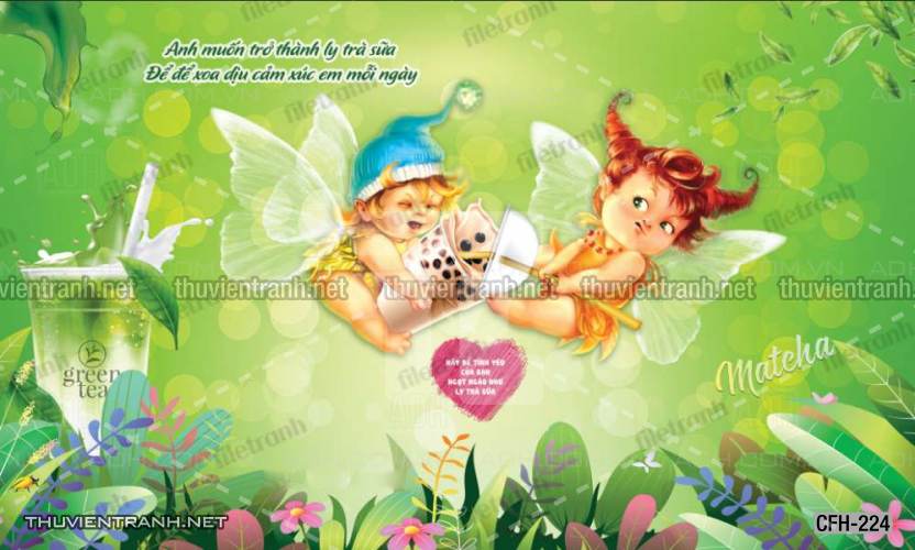 Tranh dán tường Quán Cafe, Trà Chanh, Trà sữa - Tranh tường chất lượng cao