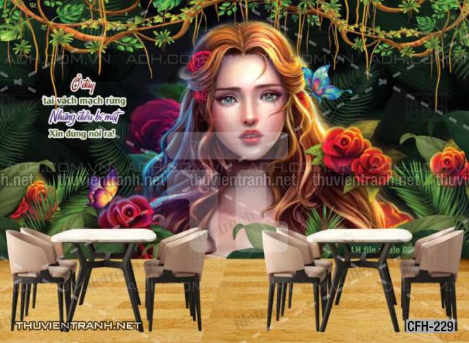 Tranh dán tường Quán Cafe, Trà Chanh, Trà sữa - Tranh tường chất lượng cao