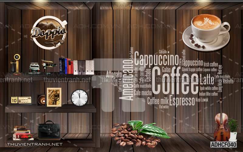  Tranh dán tường Cafe, tranh dán tường quán cafe phong cách cũ, cổ. - Tranh tường chất lượng cao