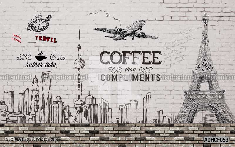  Tranh dán tường Cafe, tranh dán tường quán cafe phong cách cũ, cổ. - Tranh tường chất lượng cao