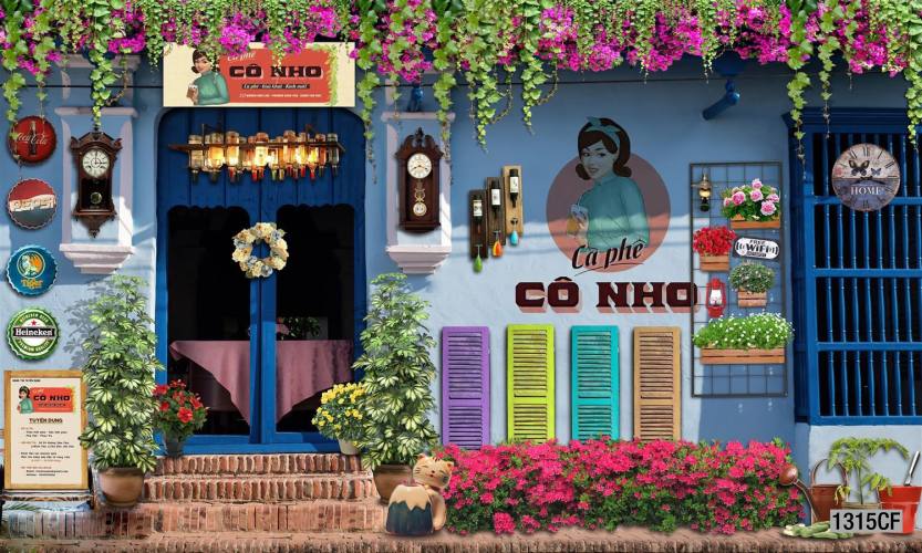  Tranh dán tường CAFE Phố Xưa,  - Tranh tường chất lượng cao