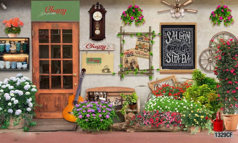  Tranh dán tường CAFE Phố Xưa,  - Tranh tường chất lượng cao
