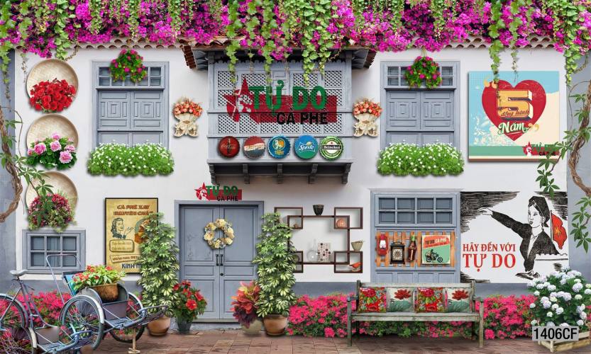  Tranh dán tường CAFE Phố Xưa - Tranh tường chất lượng cao