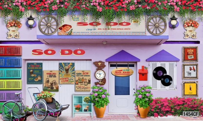  Tranh dán tường CAFE Phố Xưa - Tranh tường chất lượng cao