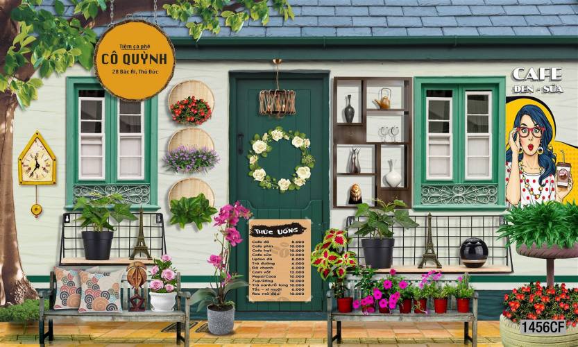  Tranh dán tường CAFE Phố Xưa - Tranh tường chất lượng cao