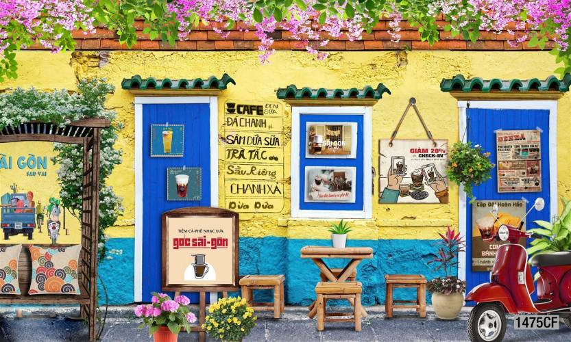  Tranh dán tường CAFE Phố Xưa - Tranh tường chất lượng cao