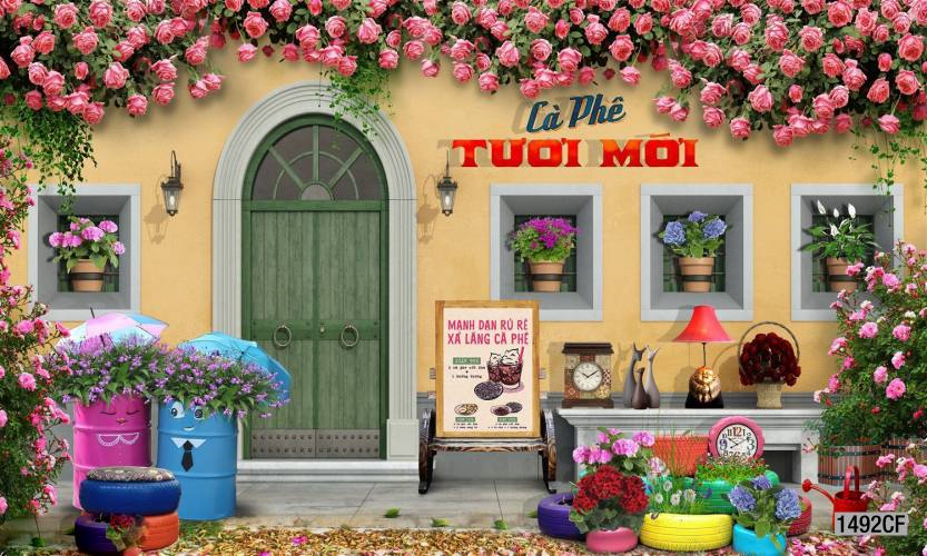  Tranh dán tường CAFE Phố Xưa - Tranh tường chất lượng cao