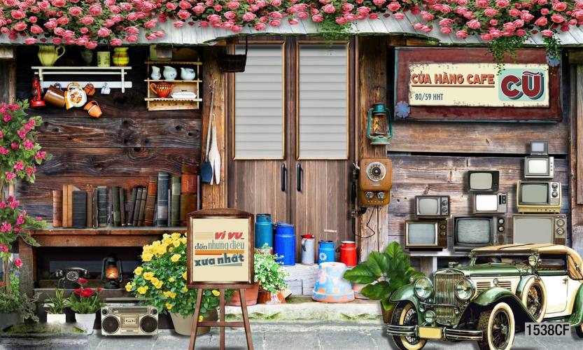Tranh dán tường CAFE Phố Xưa - Tranh tường chất lượng cao