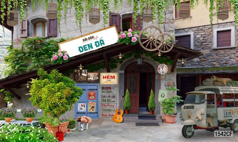 Tranh dán tường CAFE Phố Xưa - Tranh tường chất lượng cao