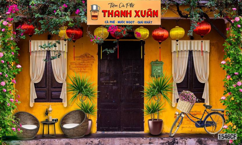 Tranh dán tường CAFE Phố Xưa - Tranh tường chất lượng cao