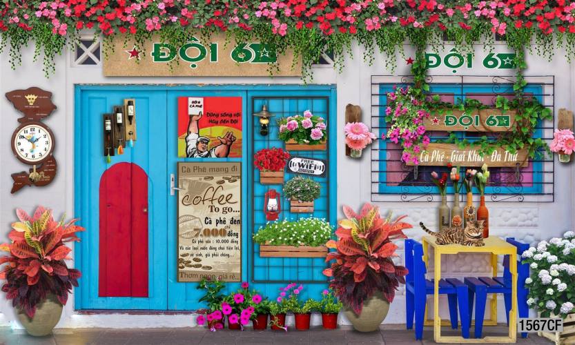 Tranh dán tường CAFE Phố Xưa - Tranh tường chất lượng cao