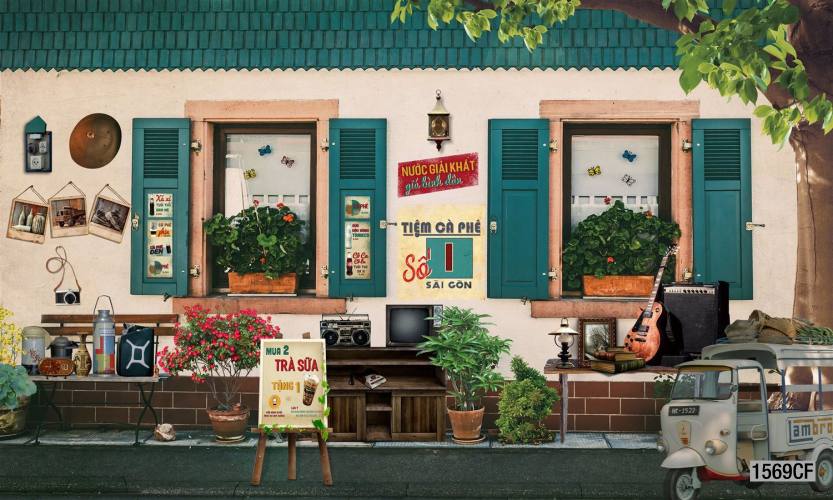 Tranh dán tường CAFE Phố Xưa - Tranh tường chất lượng cao