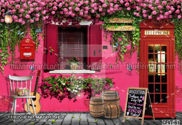 Tranh dán tường CAFE Phố Xưa - Tranh tường chất lượng cao