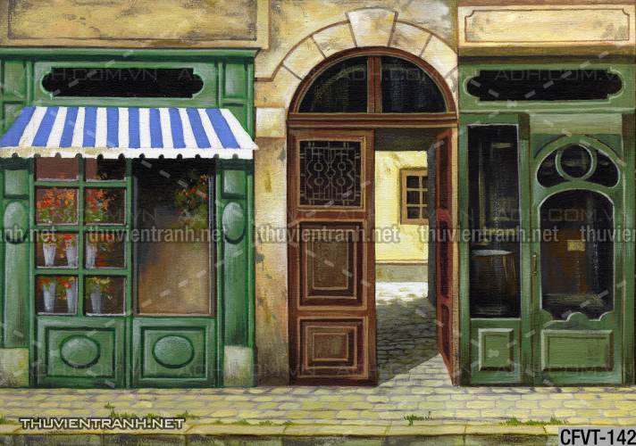 Tranh dán tường CAFE Phố Xưa - Tranh tường chất lượng cao