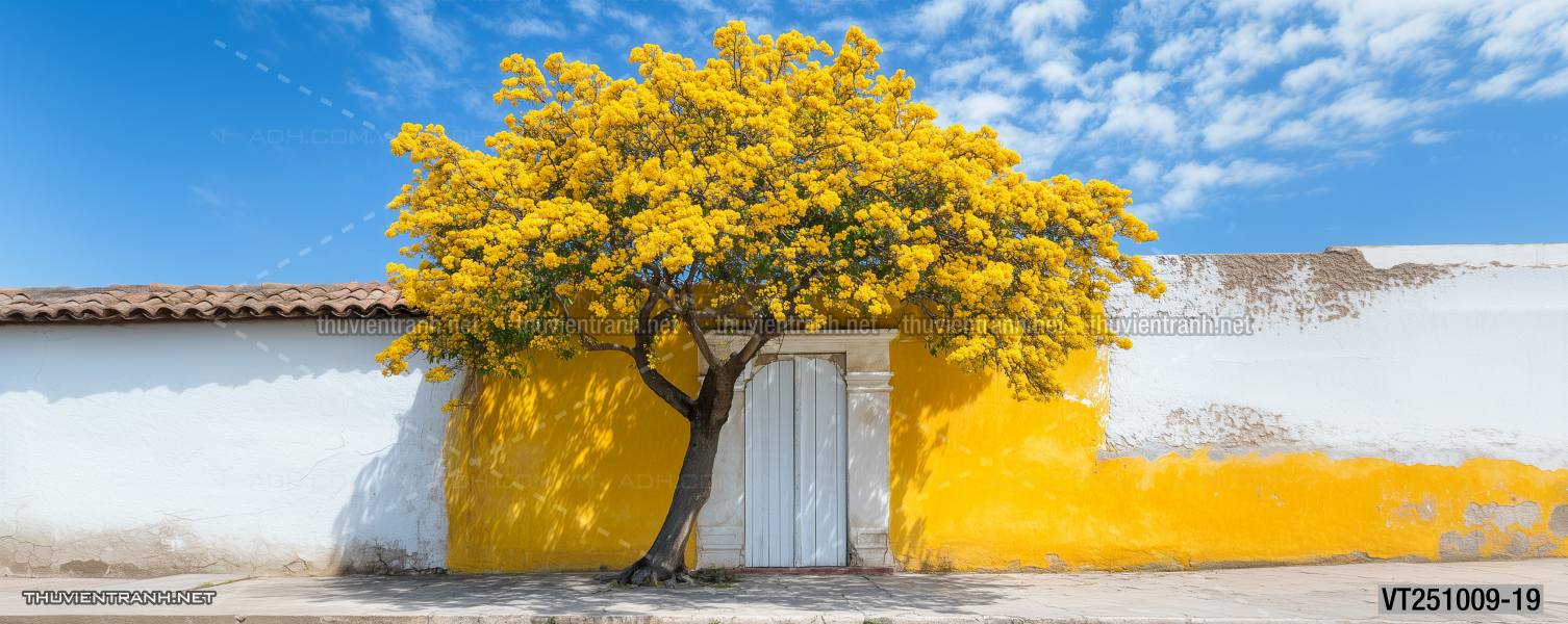 Tranh dán tường ngôi nhà xinh mộng mơ,  cửa nhà hoa leo  - Tranh tường chất lượng cao