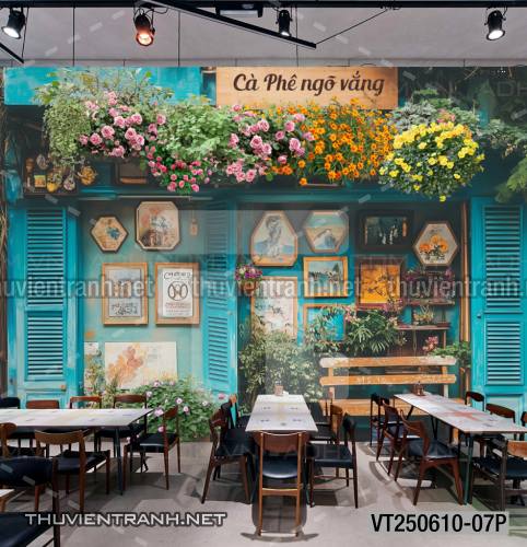 Tranh dán tường ngôi nhà phố xưa, nhà phố vintage - Tranh tường chất lượng cao