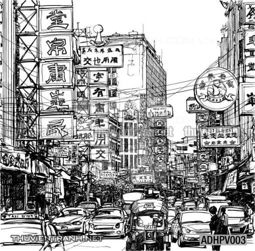 Tranh dán tường ngôi nhà phố xưa, nhà phố vintage - Tranh tường chất lượng cao