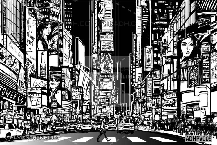 Tranh dán tường ngôi nhà phố xưa, nhà phố vintage - Tranh tường chất lượng cao