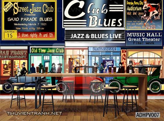 Tranh dán tường ngôi nhà phố xưa, nhà phố vintage - Tranh tường chất lượng cao