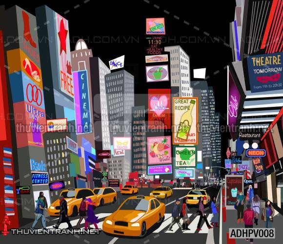 Tranh dán tường ngôi nhà phố xưa, nhà phố vintage - Tranh tường chất lượng cao