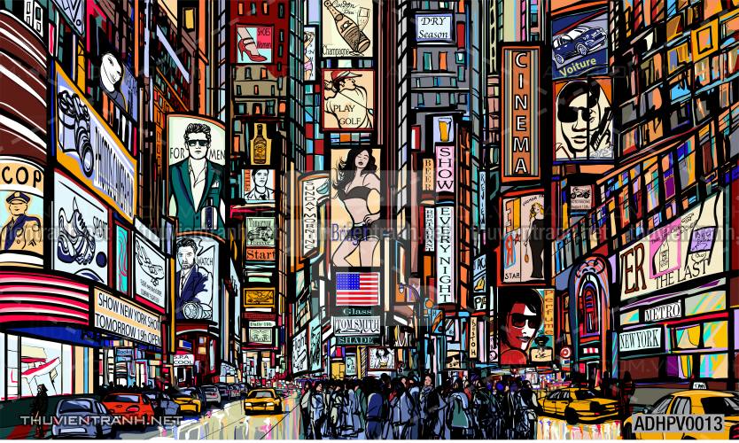 Tranh dán tường ngôi nhà phố xưa, nhà phố vintage - Tranh tường chất lượng cao