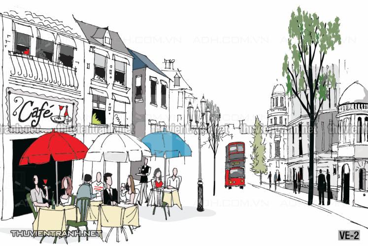 Tranh dán tường ngôi nhà phố xưa, nhà phố vintage - Tranh tường chất lượng cao