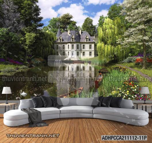 Phong cảnh đồng quê Châu Âu, Ngôi nhà nông thôn cottage - Tranh tường chất lượng cao