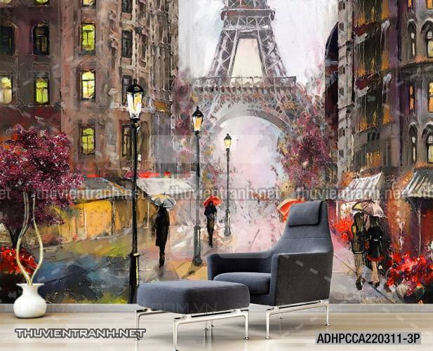  Tranh dán tường Phong cảnh Tháp Eiffel - Tranh tường chất lượng cao