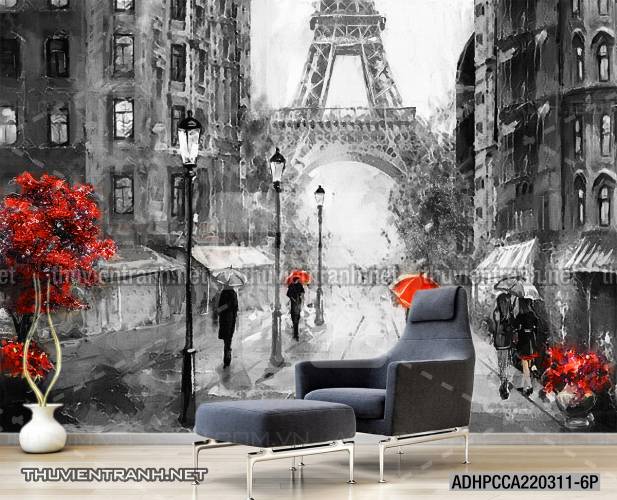 Tranh dán tường Phong cảnh Tháp Eiffel - Tranh tường chất lượng cao