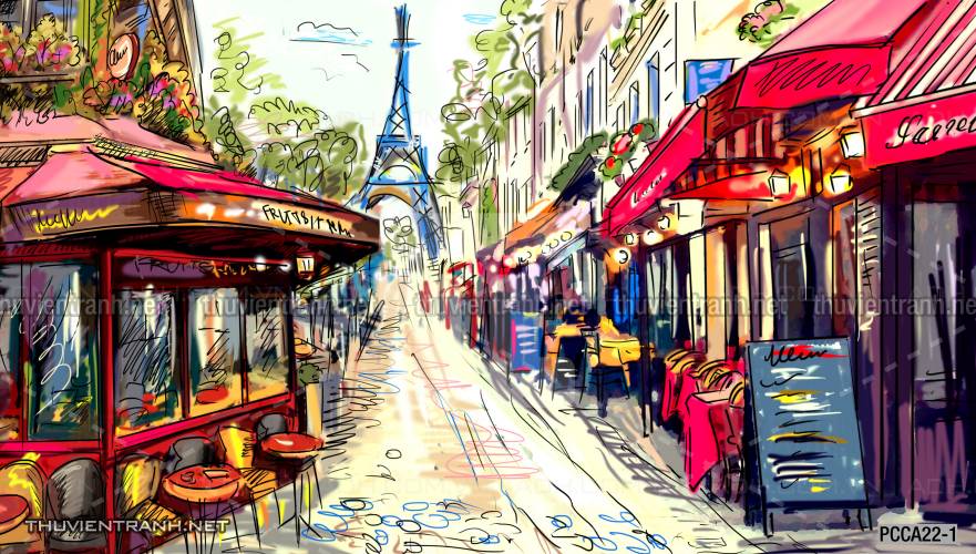  Tranh dán tường Phong cảnh Tháp Eiffel - Tranh tường chất lượng cao