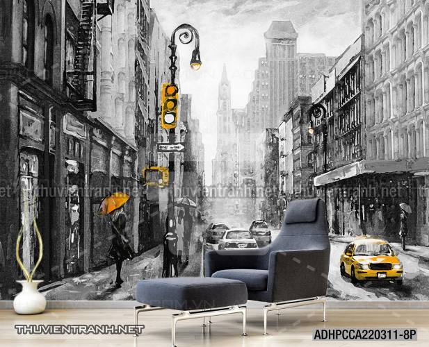  Tranh dán tường Phong cảnh đường Phố New York - Tranh tường chất lượng cao