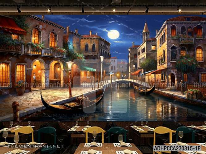 Tranh dán tường 3D phong cảnh vẽ nổi Châu Âu - Tranh tường chất lượng cao