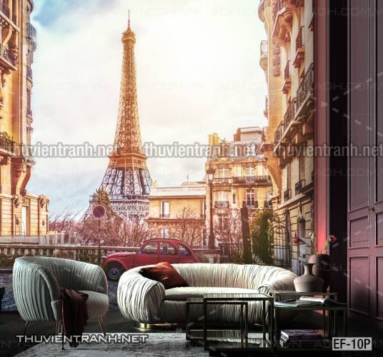 Tranh dán tường  Tháp Eiffel đẹp - Tranh tường chất lượng cao
