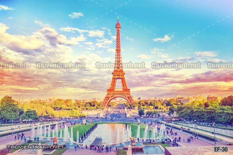 Tranh dán tường  Tháp Eiffel đẹp - Tranh tường chất lượng cao