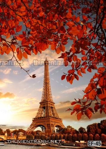 Tranh dán tường  Tháp Eiffel đẹp - Tranh tường chất lượng cao