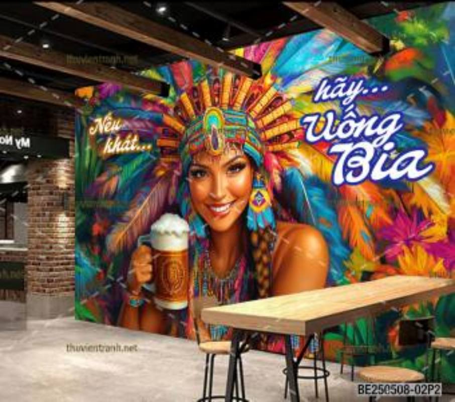 Tranh dán tường quán nhậu , quán bia hơi,  quán lẩu nướng - Tranh tường hot nhất