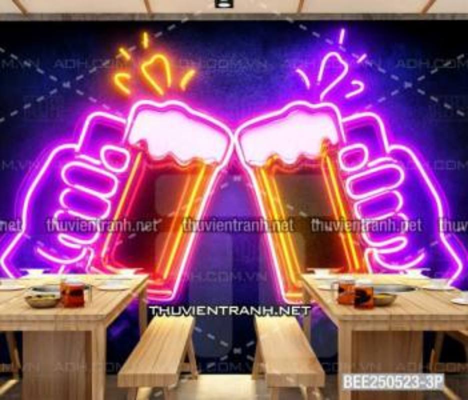 Tranh dán tường Quán Bia- Quán Nhậu- Quán lẩu, nướng, quán ăn - Tranh tường chất lượng cao