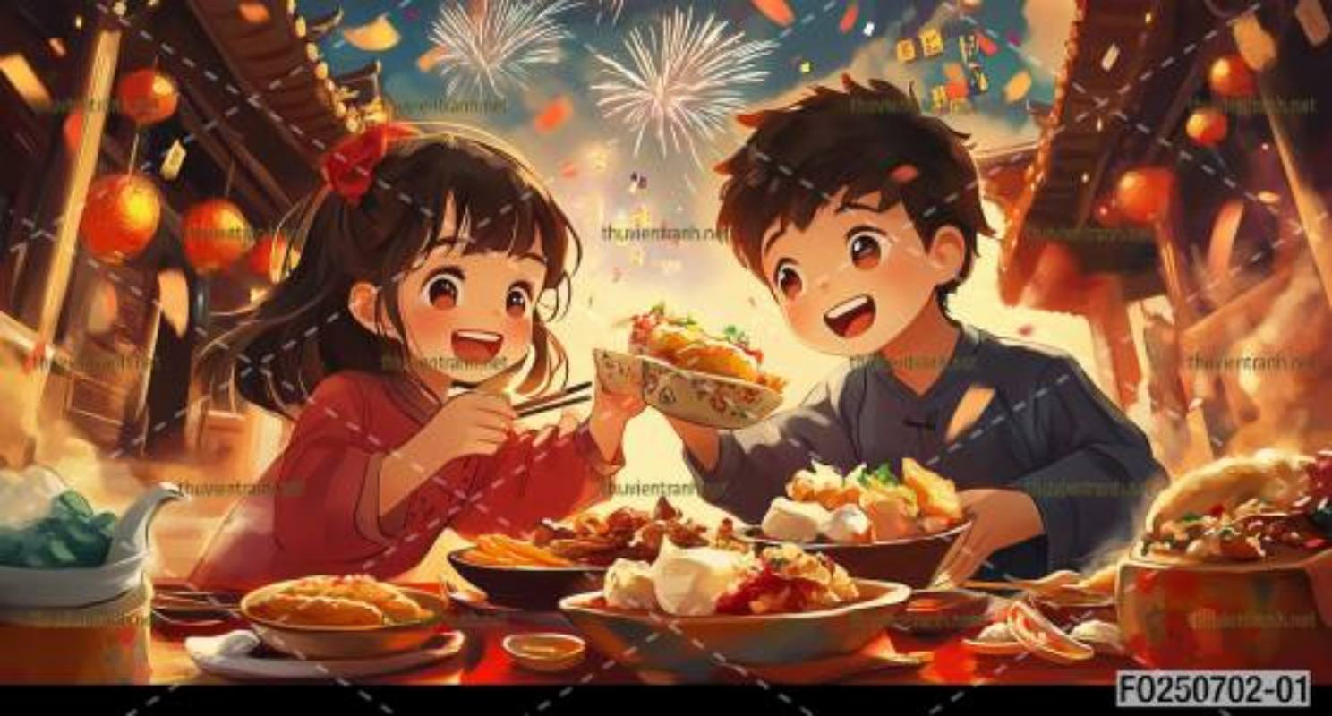 Tranh dán tường quán ăn Vặt, Mỳ cay - Tranh tường chất lượng cao