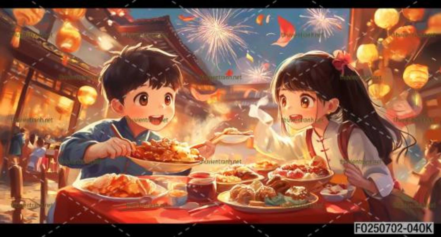Tranh dán tường quán ăn Vặt, Mỳ cay - Tranh tường chất lượng cao