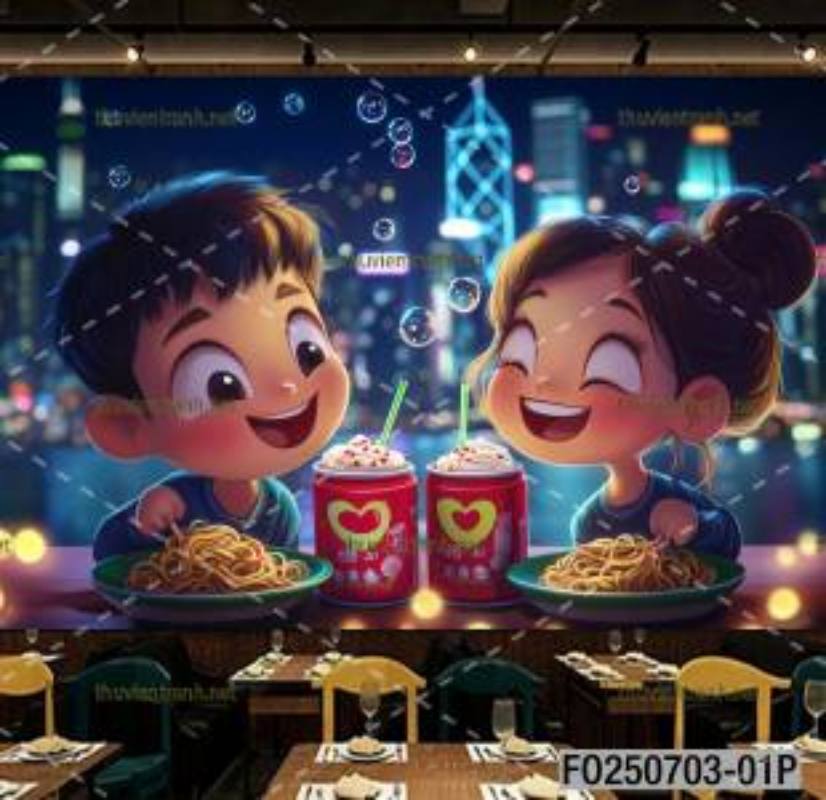 Tranh dán tường quán ăn Vặt, Mỳ cay - Tranh tường chất lượng cao