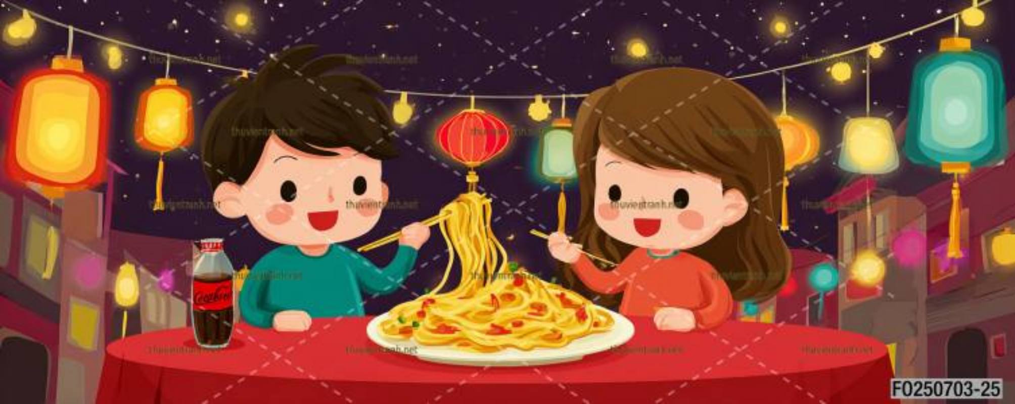 Tranh dán tường quán ăn Vặt, Mỳ cay - Tranh tường chất lượng cao