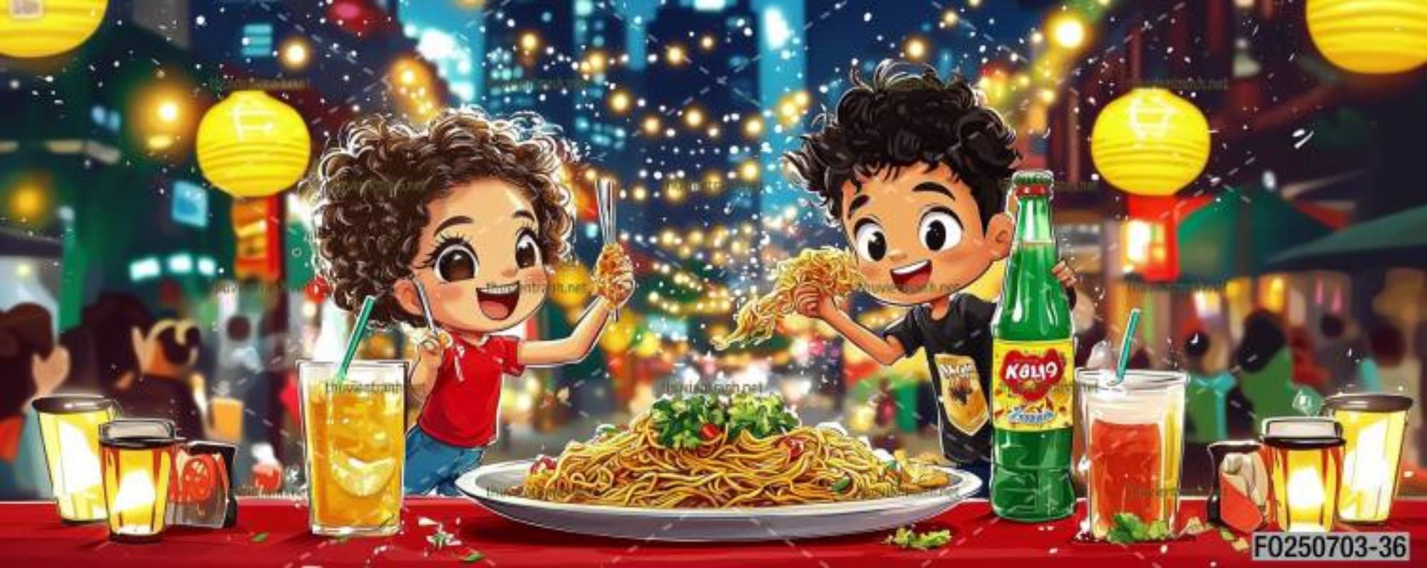  Tranh dán tường quán ăn Vặt, Mỳ cay - Tranh tường chất lượng cao
