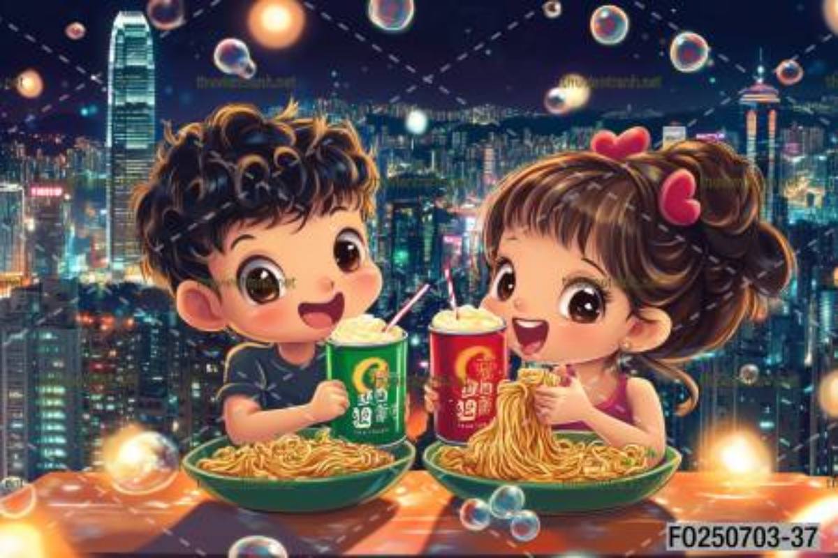  Tranh dán tường quán ăn Vặt, Mỳ cay - Tranh tường chất lượng cao